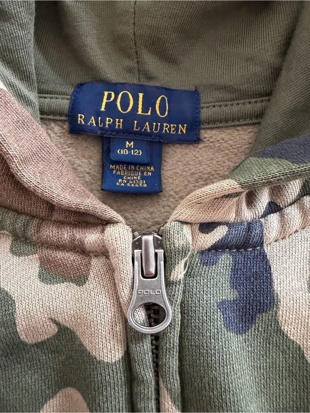 Ralph Lauren Kids Camouflage Lightweight Zipper Hoodie - #67 back patch 6️⃣7️⃣